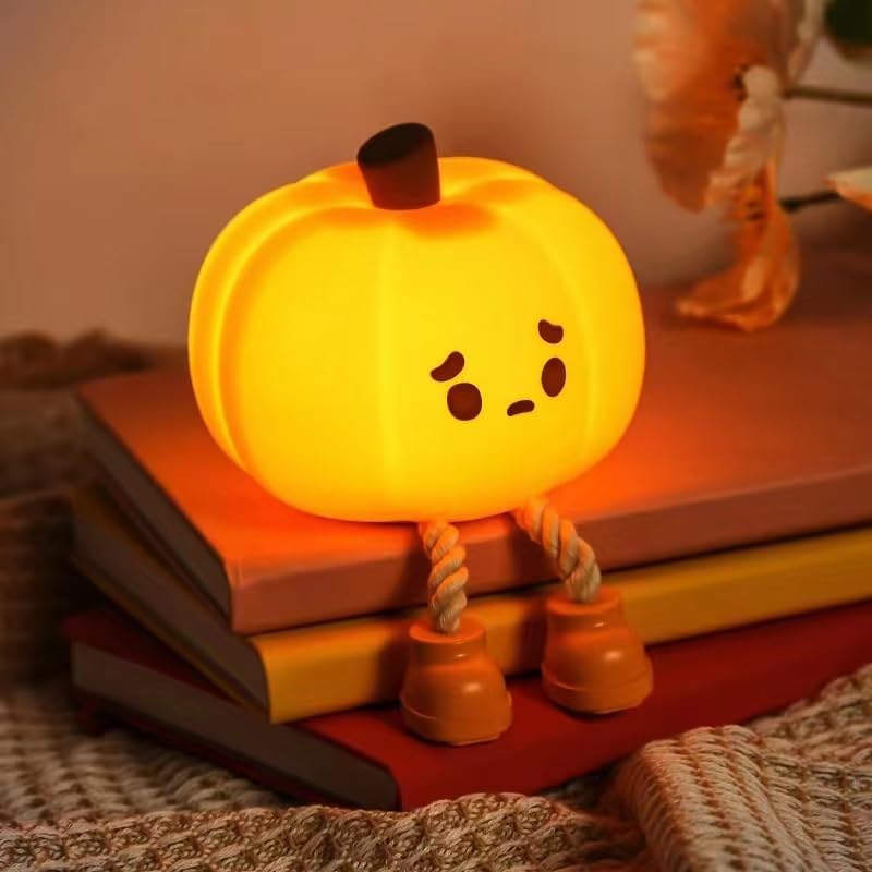 Pumpkin Night Light Cute Soft Silicone Safe Lamp Decorations Timing Dimmable Bedside Decor Kids Babies Halloween Gifts